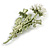 White Acrylic Bead Green Enamel Bristle Thistle Floral Brooch - 70mm Tall - view 3