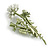 White Acrylic Bead Green Enamel Bristle Thistle Floral Brooch - 70mm Tall - view 5