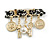 Trendy Black/White Fabric Multi Charm Brooch in Gold Tone - 65mm Across - view 4
