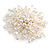 Statement Layered White Faux Pearl and Transparent Acrylic Bead Floral Brooch In Gold Tone/75mm Across/Handmade - view 2