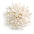 Statement Layered White Faux Pearl and Transparent Acrylic Bead Floral Brooch In Gold Tone/75mm Across/Handmade - view 6