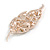 Neutral Faux Cat Eye Stone Multicoloured Crystal Leaf Brooch In Gold Tone Metal - 65mm Long - view 4