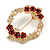 Red Enamel Poppy Crystal Pearl Wreath Brooch in Gold Tone - 50mm Across - view 2