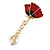 Red/ Black Enamel Poppy Brooch in Gold Tone - 75mm Tall - view 2