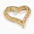 AB Crystal White Faux Pearl Assymetrical Open Large Heart Brooch In Gold Tone - 55mm Across - view 5