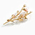 White/Brown Faux Pearl Floral Brooch in Gold Tone - 60mm Tall - view 4