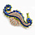 Bright Green/ Blue Enamel Crystal Seahorse Brooch/ Pendant in Gold Tone Metal - 55mm Tall - view 4