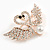 Romantic Crystal Two Swans in Rose Gold Tone Brooch - 45mm Across - view 2