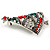 Holly Jolly Red/Green/Clear Crystals Christmas Tree Brooch In Aged Silver Tone - 45mm Tall - view 6