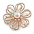 Open Ab/ Clear Crystal Flower Brooch in Gold Tone - 50mm Diameter
