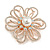 Open Ab/ Clear Crystal Flower Brooch in Gold Tone - 50mm Diameter - view 4