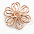 Open Ab/ Clear Crystal Flower Brooch in Gold Tone - 50mm Diameter - view 5