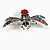 Funky Multicoloured Crystal Fly Insect Brooch in Aged Silver Tone - 50mm Across - view 5