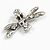 Funky Multicoloured Crystal Fly Insect Brooch in Aged Silver Tone - 50mm Across - view 4