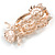 Peach Pink Acrylic Bead Clear Crystal Owl Brooch in Rose Gold Tone - 55mm Tall - view 5