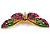 Large Multicoloured Crystal Butterfly Brooch In Gold Tone - 80mm Across - view 6