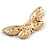 Large Multicoloured Crystal Butterfly Brooch In Gold Tone - 80mm Across - view 4