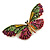 Large Multicoloured Crystal Butterfly Brooch In Gold Tone - 80mm Across - view 8