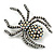 Ab/ Clear Spider Brooch in Aged Silver Tone - 50mm Tall - view 4