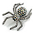 Ab/ Clear Spider Brooch in Aged Silver Tone - 50mm Tall - view 7