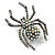 Ab/ Clear Spider Brooch in Aged Silver Tone - 50mm Tall - view 8