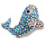 Stunning Crystal Blue Whale Brooch in Silver Tone - 40mm Across - view 6