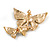 Statement Multicoloured Crystal Double Butterfly Brooch in Gold Tone - 45mm Across - view 6
