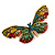 Oversized Multicoloured Crystal Butterfly Brooch In Gold Tone - 80mm Across - view 9