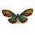 Oversized Multicoloured Crystal Butterfly Brooch In Gold Tone - 80mm Across - view 10
