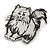 Silver Tone Etched Cat Kitty Brooch - 40mm Tall - view 5