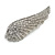 Large Clear Crystal Wing Brooch in Silver Tone - 70mm Across - view 2