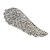 Large Clear Crystal Wing Brooch in Silver Tone - 70mm Across - view 5