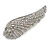 Large Clear Crystal Wing Brooch in Silver Tone - 70mm Across