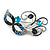 Statement Blue/Clear Crystal Carnival Mask Brooch in Silver Tone - 70mm Across - view 6