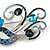 Statement Blue/Clear Crystal Carnival Mask Brooch in Silver Tone - 70mm Across - view 7