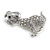 Clear Crystal Puppy Dog Brooch in Silver Tone - 40mm Tall - view 2