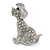 Clear Crystal Puppy Dog Brooch in Silver Tone - 40mm Tall