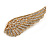 Large Clear Crystal Wing Brooch in Gold Tone - 70mm Across - view 7