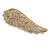 Large Clear Crystal Wing Brooch in Gold Tone - 70mm Across - view 8