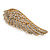 Large Clear Crystal Wing Brooch in Gold Tone - 70mm Across - view 6