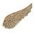Large Clear Crystal Wing Brooch in Gold Tone - 70mm Across - view 2
