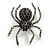 Deep Purple/ Hematite Grey Spider Brooch in Aged Silver Tone - 50mm Tall - view 4
