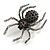 Deep Purple/ Hematite Grey Spider Brooch in Aged Silver Tone - 50mm Tall - view 2