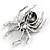 Deep Purple/ Hematite Grey Spider Brooch in Aged Silver Tone - 50mm Tall - view 5