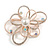 Assymetrical Open Ab/ Clear Crystal Flower Brooch in Rose Gold Tone - 55mm Across