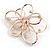 Assymetrical Open Ab/ Clear Crystal Flower Brooch in Rose Gold Tone - 55mm Across - view 5