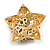 Red/Green/Clear Crystal Christmas Star and Crescent Brooch In Gold Tone - 35mm Across - view 5