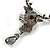 Statement Grey Coloured Crystal Stags Head Brooch/ Pendant In Aged Silver Tone - 70mm Tall - view 7
