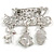 Holiday Enamel Crystas Charm Merry Christmas Xmas Festive Brooch Pin In Silver Tone - 50mm Across - view 5