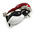 Christmas Black/Red/White Enamel Penguin Brooch in Silver Tone - 40mm Tall - view 2